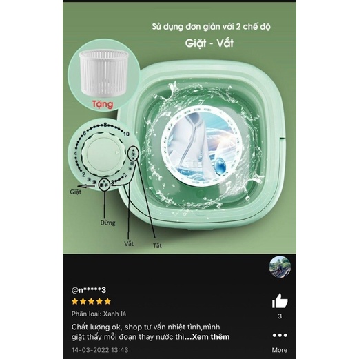 Máy giặt mini Yangzi gấp gọn tiện lợi kèm lồng giặt