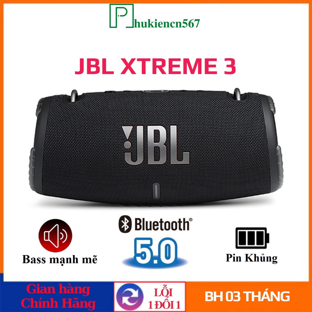 Loa bluetooth jbl Xtreme 3 bass cực mạnh âm thanh lớn chống thấm nước tốt hỗ trợ cắm usb thẻ nhớ kết nối máy tính