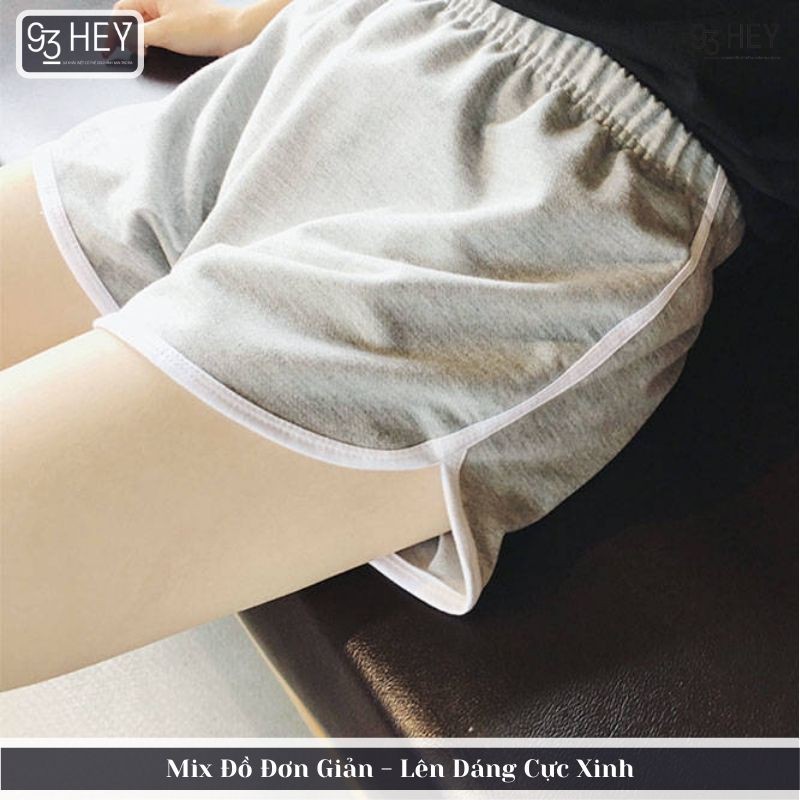 Quần Short Nữ Viền Trắng Cạp Chun Chất Thun Basic Co Giãn Siêu Dễ Chịu 93HEY QS04 | BigBuy360 - bigbuy360.vn
