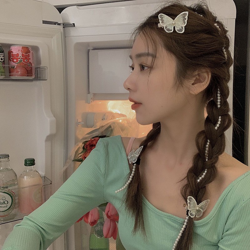 Kẹp Tóc LIN Hình Bướm Đính Ngọc Nữ Tính Phong Cách Hàn Quốc