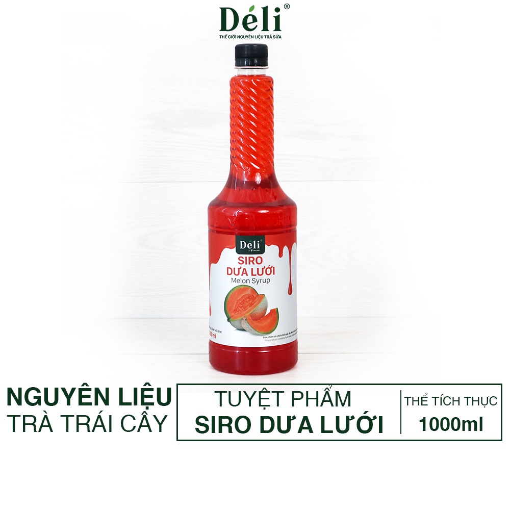 Siro Dưa lưới cao cấp Deli [chứa 65% THỊT QUẢ THẬT] Vị thanh tự nhiên (Chai nhựa 1LÍT) Nguyên liệu pha chế trà sữa