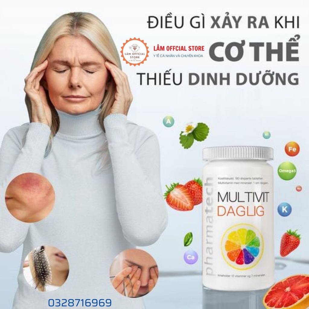 Viên uống bổ sung vitamin và khoáng chất Pharmatech Multivit Daglig