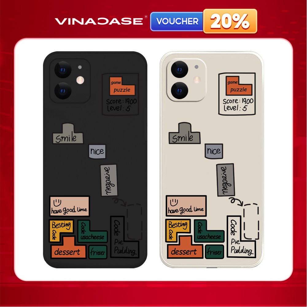 Ốp lưng Vina Case Iphone 6S/6 Plus/7G/8G/X/Xs/11/12/....dẻo cạnh vuông bảo vệ camera hình Xếp hình