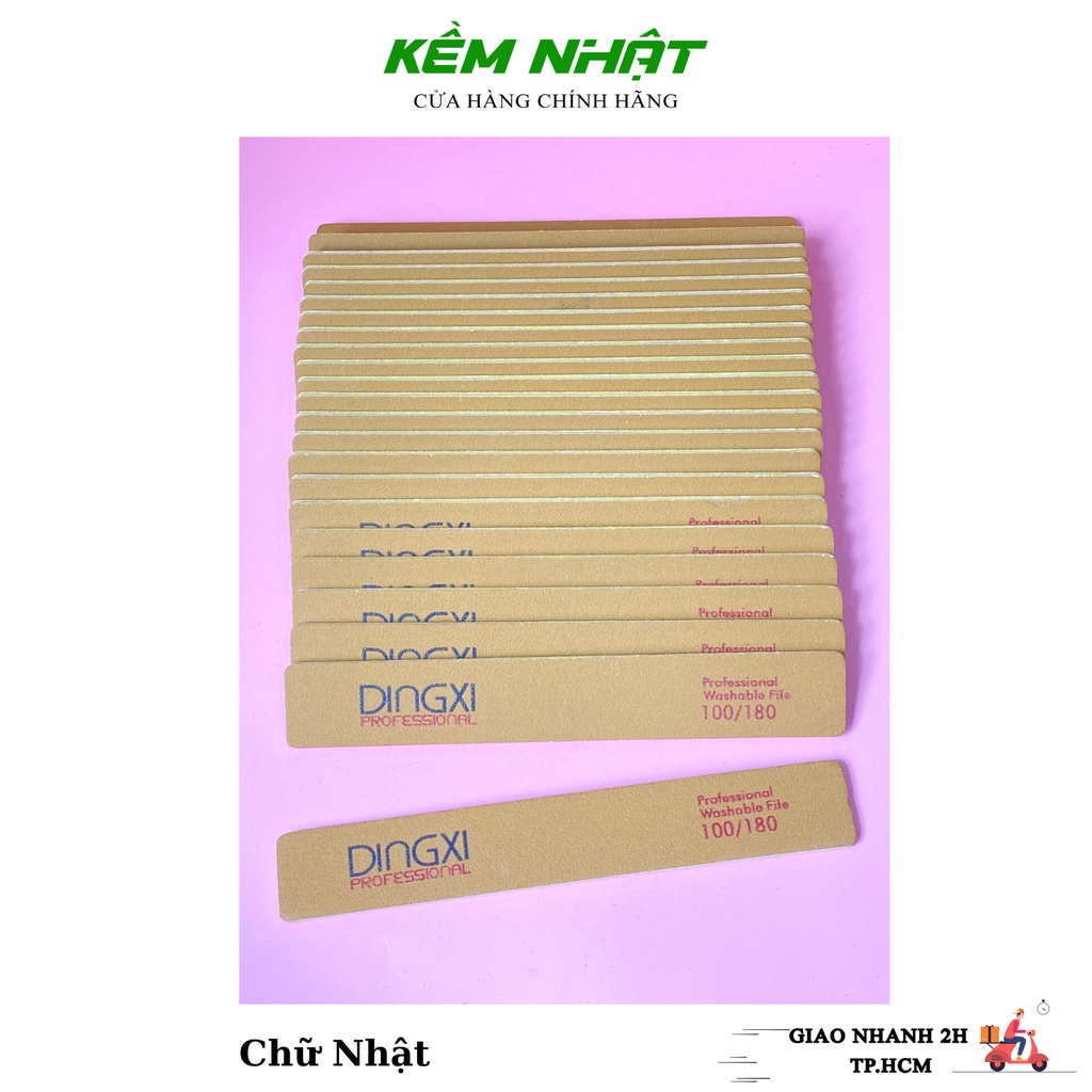 Dũa Móng Tay DINGXI Nhám Da Bò Nâu Vàng Độ Nhám 100/180 - Dũa Móng Nail