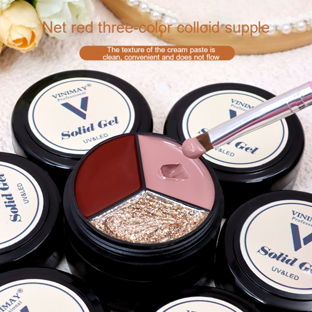 Sẵn Sàng Cổ 3 Màu Chắc Chắn Sơn Móng Tay Đóng Hộp Chắc Chắn Keo Dán Móng Kết Cấu Kem Keo Dán Móng Gel Móng Tay Cá Tuyết