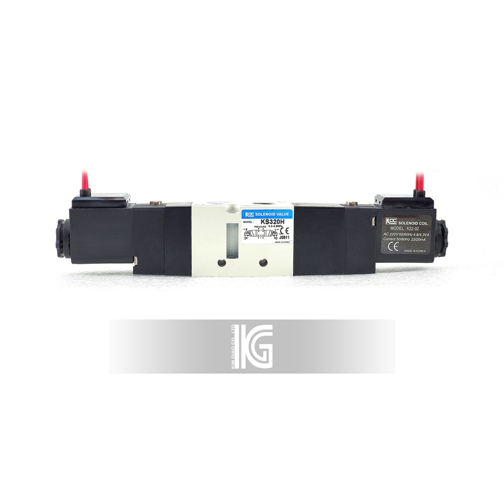 Van KS320H (Van khí nén 5/3 ren 1/4" tâm đóng điều khiển bằng 2 đầu coil điện)