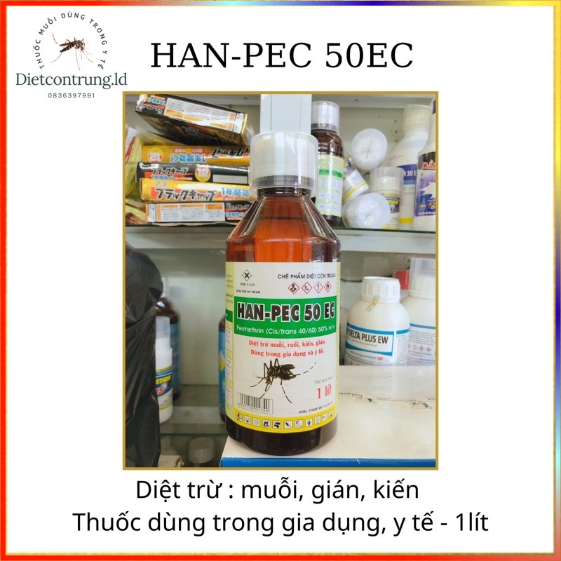 Thuốc diệt muỗi HAN - PEC 50EC (1 lít) - diệt các lại côn trùng, muỗi gây bệnh .