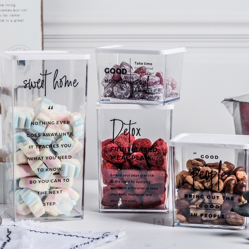 Hộp nhựa đựng thực phẩm khô có nắp đậy phong cách Bắc Âu tùy chọn kích thước