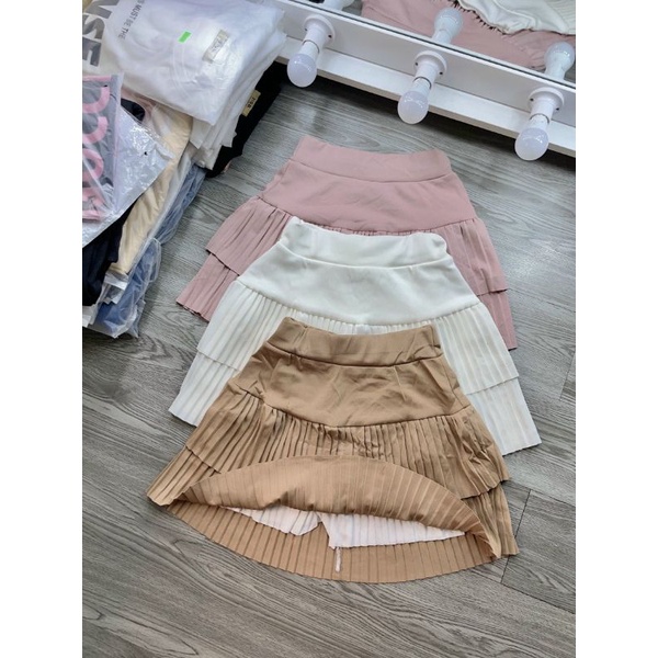 Chân váy thun dập ly 2 tầng mềm nhẹ mát