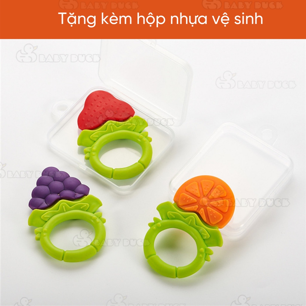 Gặm nướu, tập nhai hình hoa quả cho bé kèm hộp đựng (dạng vòng đeo tay) ms20602