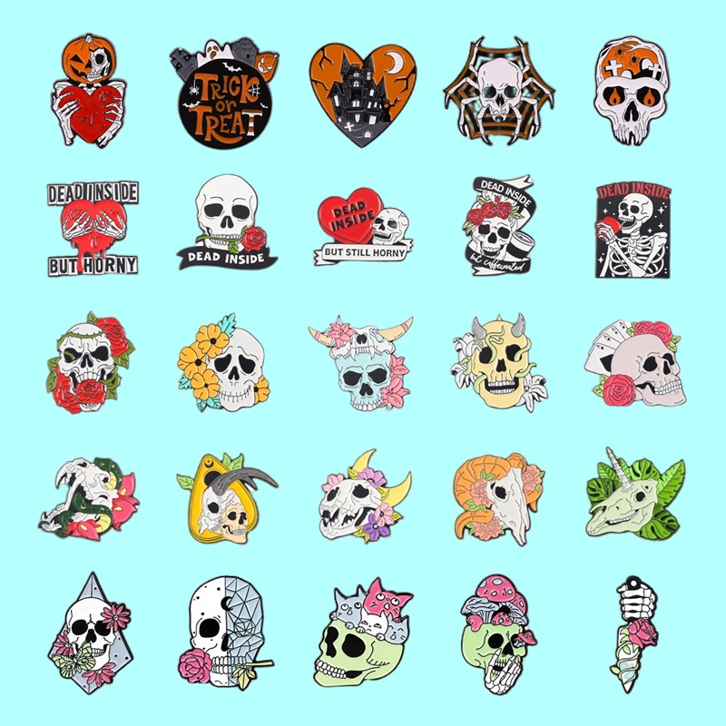 Ghim Cài Áo Hình Đầu Lâu Phong Cách Gothic Punk