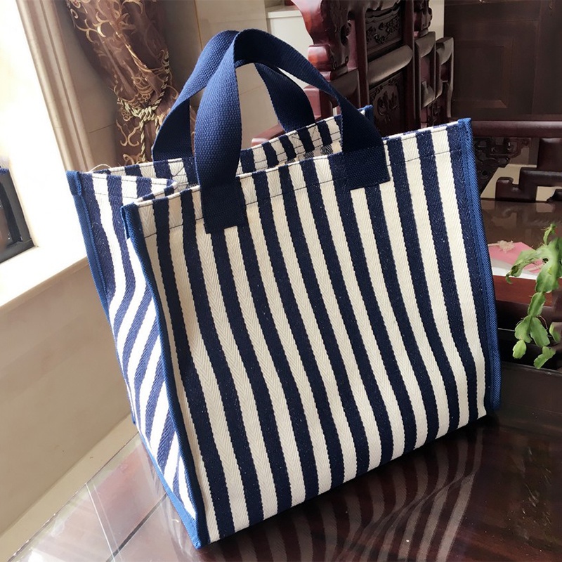 Túi xách EVERTONER bằng vải canvas kẻ sọc thời trang cho nữ