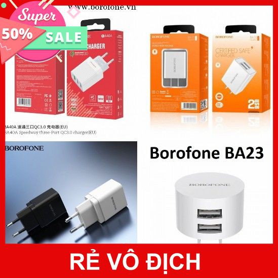 [XK][FREESHIP] CÓC SẠC NHANH BOROFONE BA19A, BA23, BA40A, BA16 CHÍNH HÃNG [HCM]