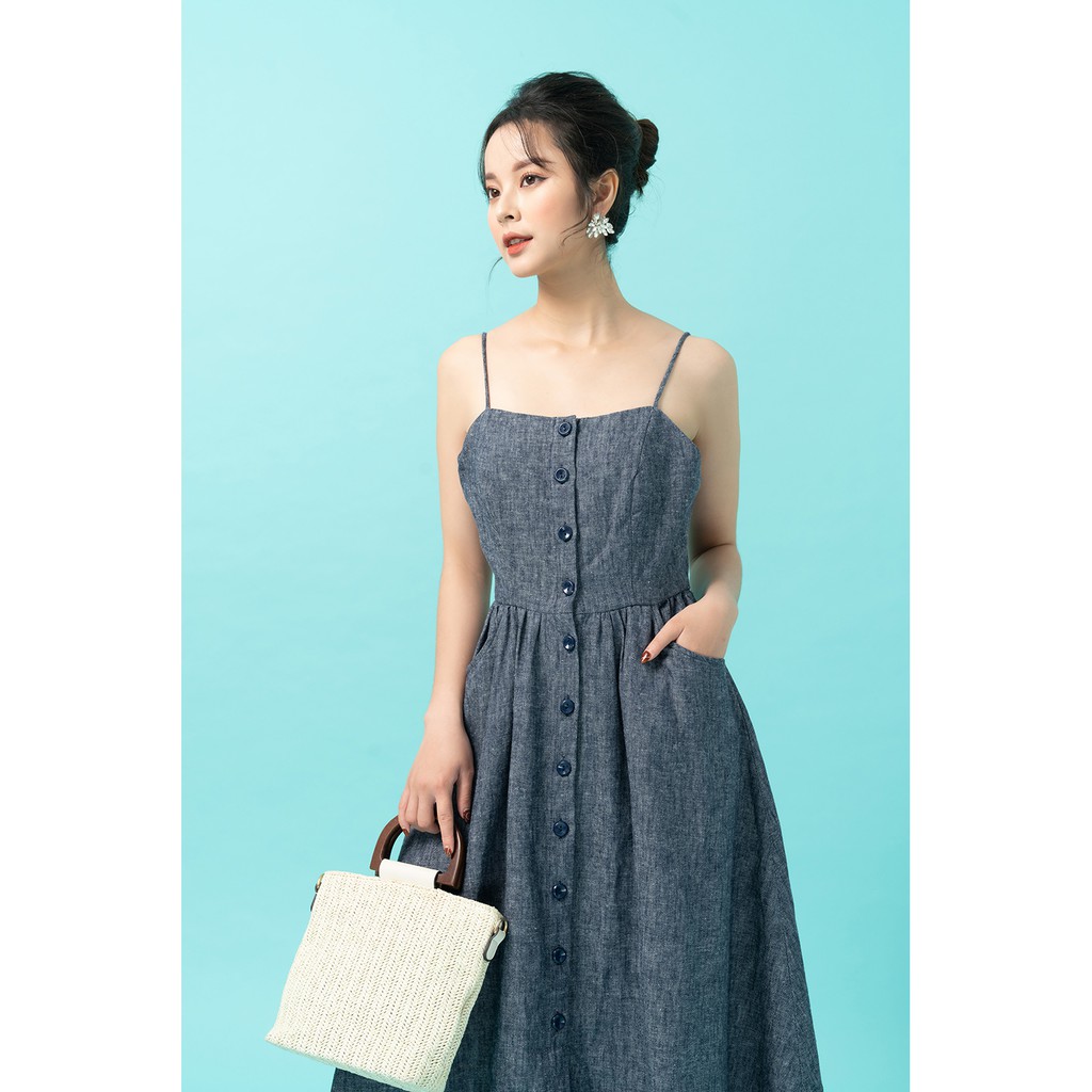 Đầm dài nẹp cúc thân trước 20AGAIN DDW1070 | BigBuy360 - bigbuy360.vn