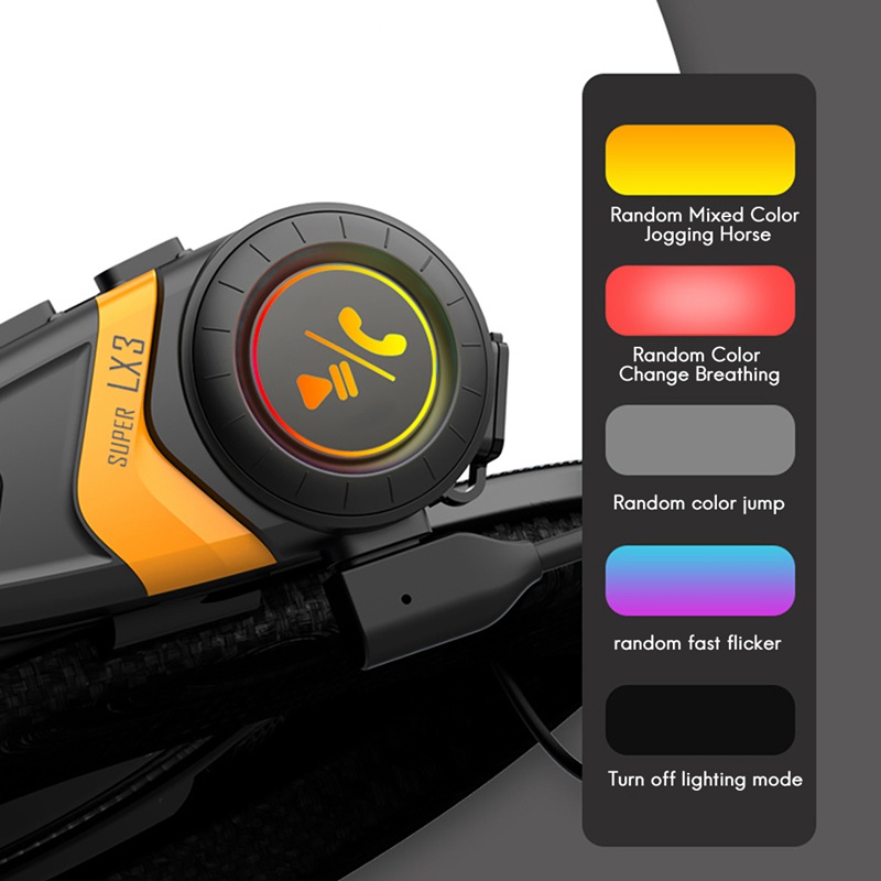 Lx3 Mũ bảo hiểm Tai nghe Bluetooth 1200MAH Xe máy BT5.0 Cuộc gọi rảnh tay Tai nghe chống thấm nước chống nhiễu âm thanh nổi