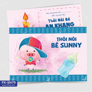[Combo] Thiệp thôi nôi –  sinh nhật theo yêu cầu Pluxi (PX_SN79)