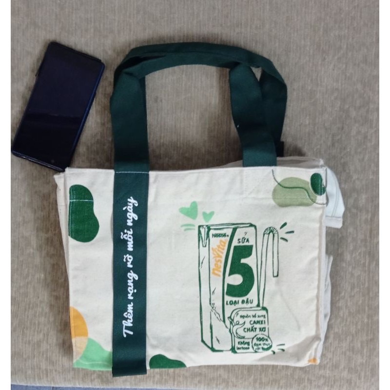 Túi xách vải thời trang Nesvita, Vải bố canvas có khoá kéo