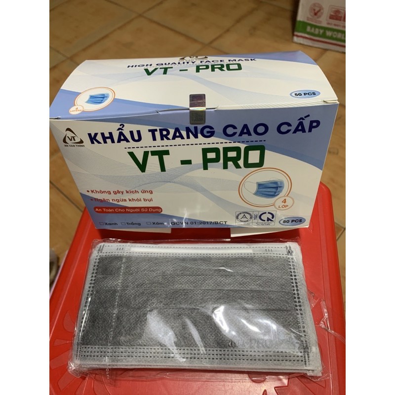 (ĐỦ 4 MÀU) Khẩu Trang Cao Cấp VT-PRO 4 lớp ( 1 hộp /50 cái )