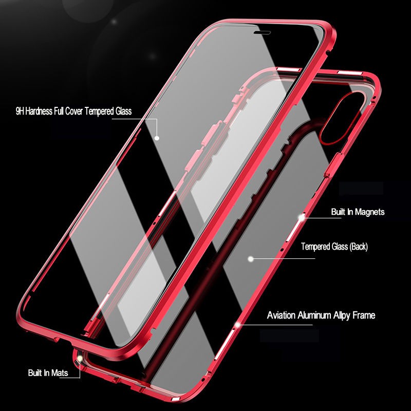 Ốp điện thoại mặt kính cường lực nắp gập trong suốt cho iPhone X XS MAX XR 7 8 Plus