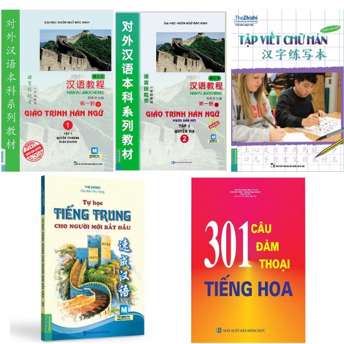 Sách - Combo Giáo Trình Hán Ngữ Tập 1 + Tập Viết Chữ Hán + Tự Học Tiếng Trung Mới Bắt Đầu + 301 Câu Đàm Thoại Tiếng Hoa