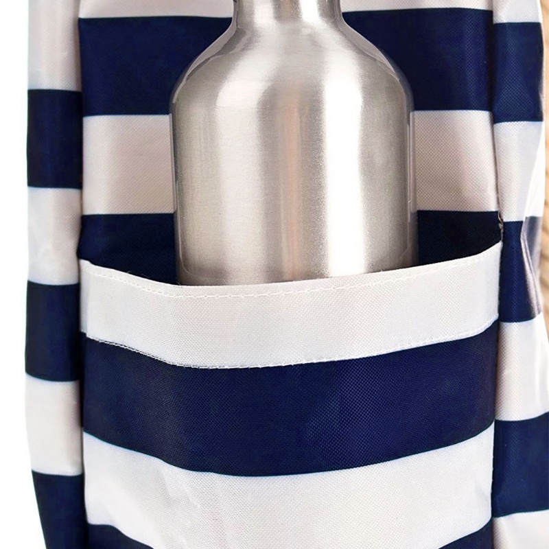 Han Túi Xách Đeo Vai Bằng Vải Bố Sức Chứa Lớn Có Tay Cầm Dây Kéo Với Túi Đựng Chai Nước Đi Biển/Ngoài Trời