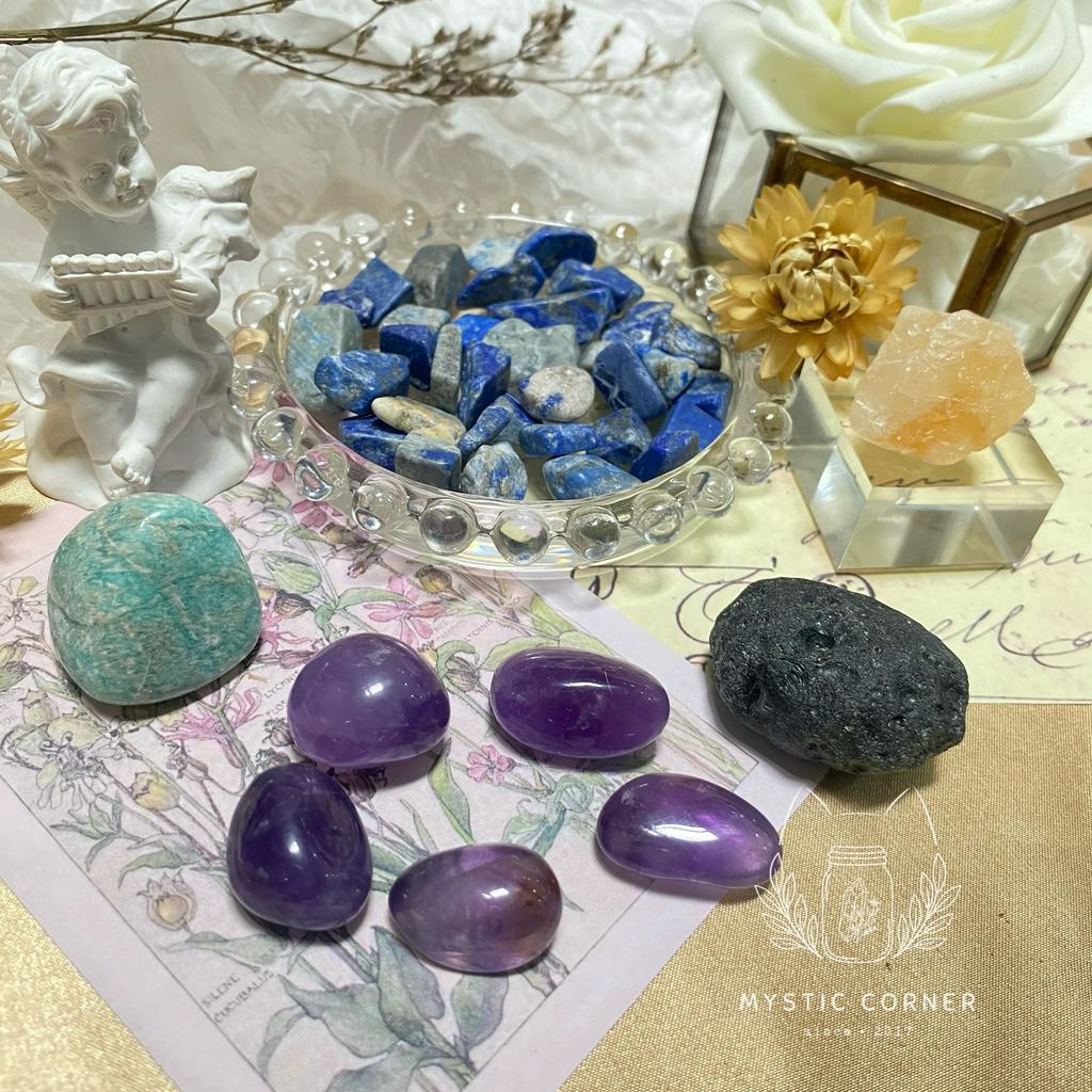 Set đá may mắn cho Xử Nữ, đá thạch anh, đá thanh tẩy bài Tarot, đá phong thuỷ