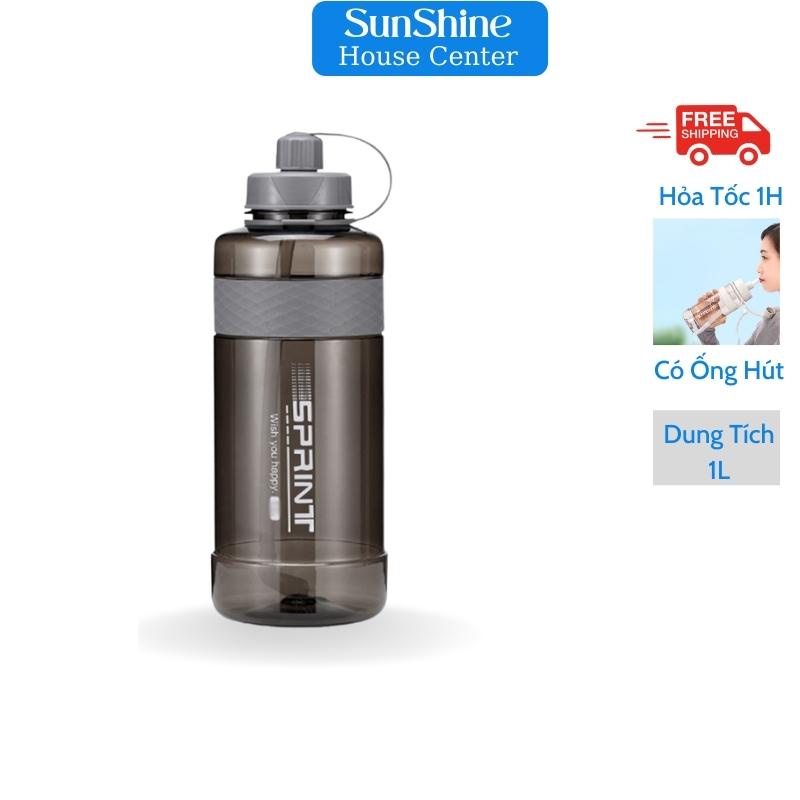Bình nước thể thao 1L có đầu hút sạch sẽ ,bình tập gym chạy bộ Chất liệu nhựa an toàn mang Đi Làm Đi Học