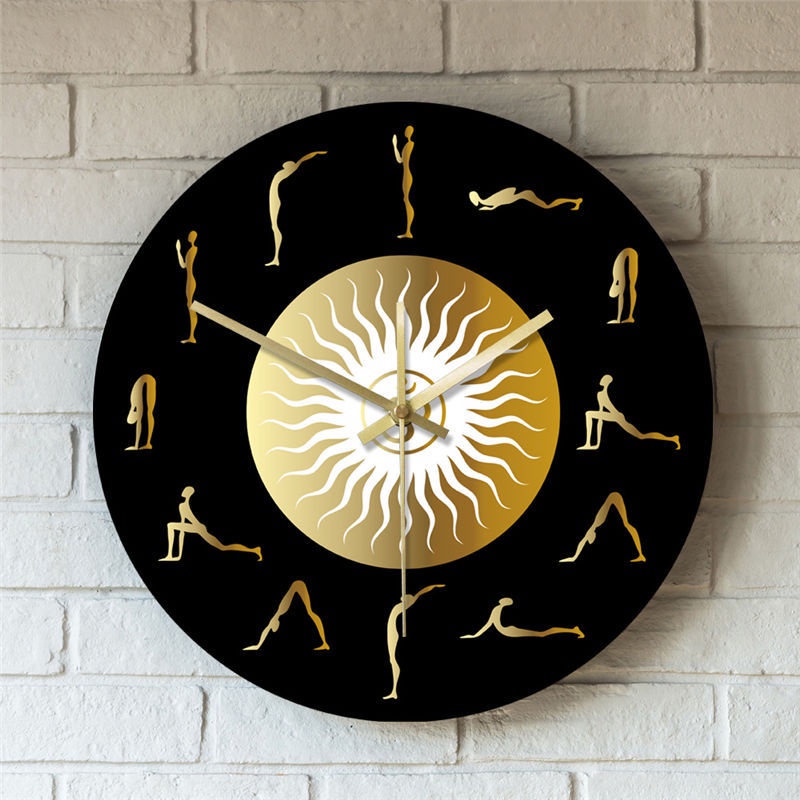 Đồng Hồ Treo Tường Mặt Nhám In Hình Yoga / Hành Động 12 Inch Bằng Acrylic Không Gây Tiếng Ồn Trang Trí Nhà Cửa
