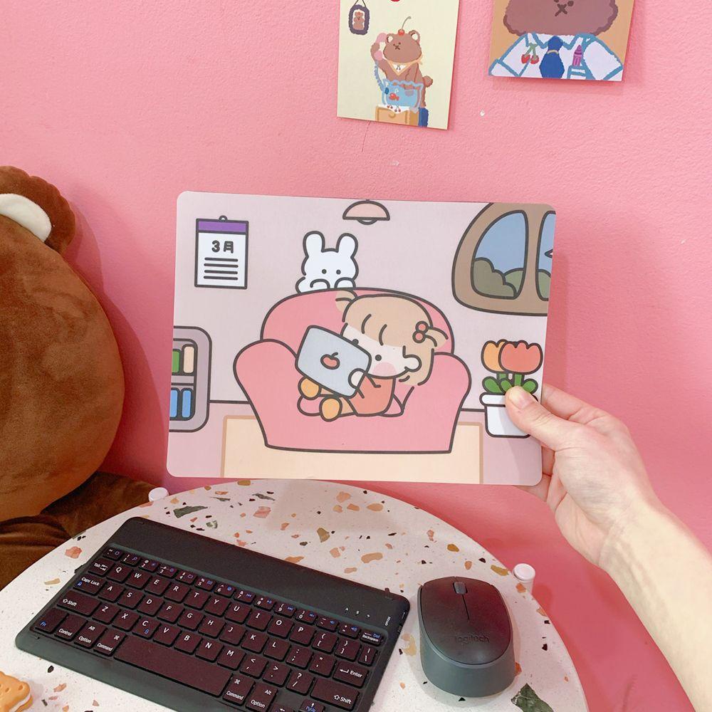 Tấm Lót Chuột Và Bàn Phím Máy Tính In Hình Cô Gái Hoạt Hình Dễ Thương
