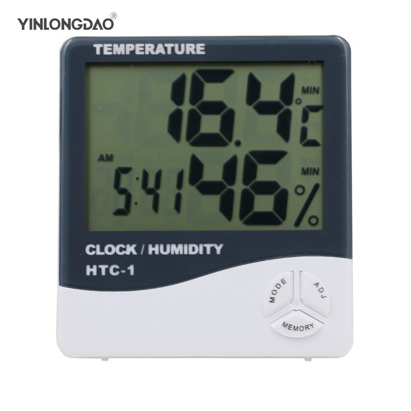 Nhiệt kế điện tử sử dụng trong phòng trong nhà có màn hình hiển thị LCD có chức năng đo độ ẩm thời tiết HTC-1