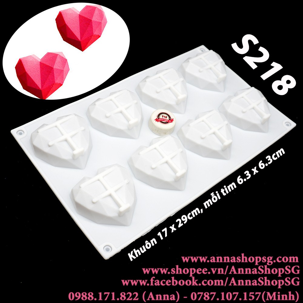 S218 KHUÔN SILICON 8 TIM VÁT CẠNH