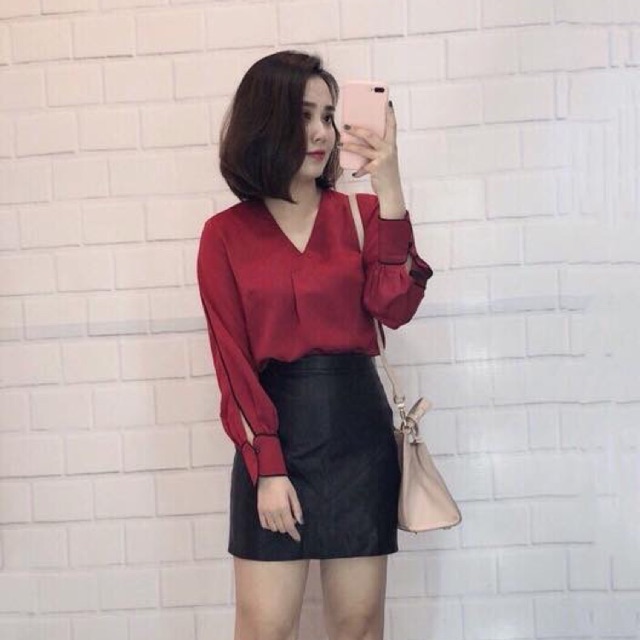 Áo lụa cổ V