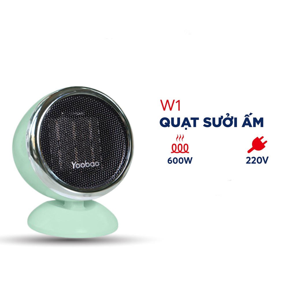 [Mã ELHA22 giảm 5% đơn 300K] Quạt sưởi ấm mini không mùi mùa đông Yoobao W1 dùng điện 220V công suất 600W