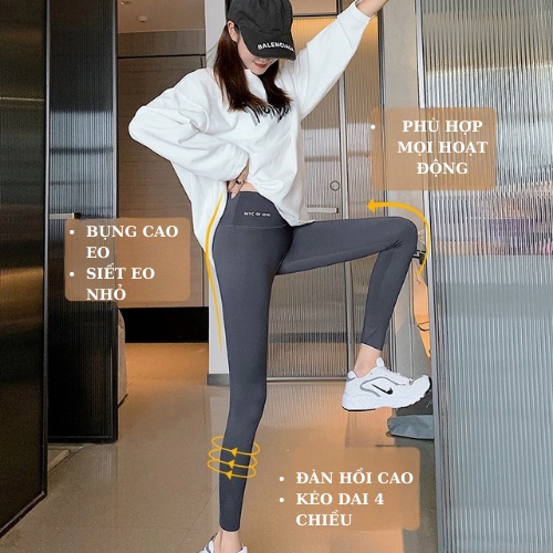 Quần Legging Dài Đẹp Vải Thun Cotton Co Giãn 4 Chiều , Tregging Nữ Tập Gym Lưng Cạp Cao Cao Cấp Ôm Sát Elyfashion1