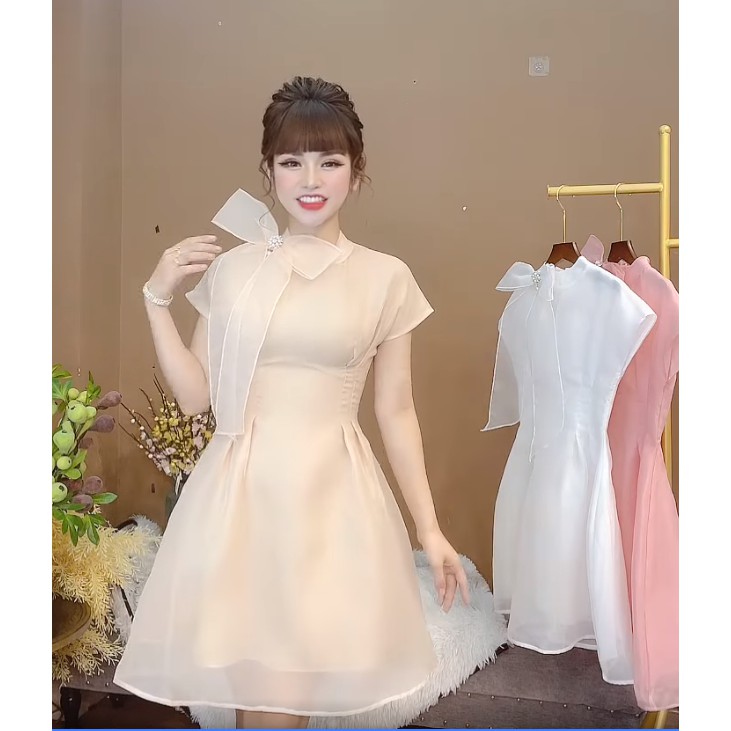 Monoco- Váy cổ tròn đính nơ cổ- 8706 | BigBuy360 - bigbuy360.vn