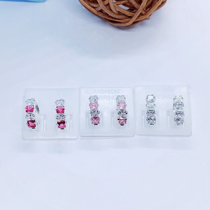 bông tai khuyên tai bạc gắn đá cho bé bạc chuẩn 100%