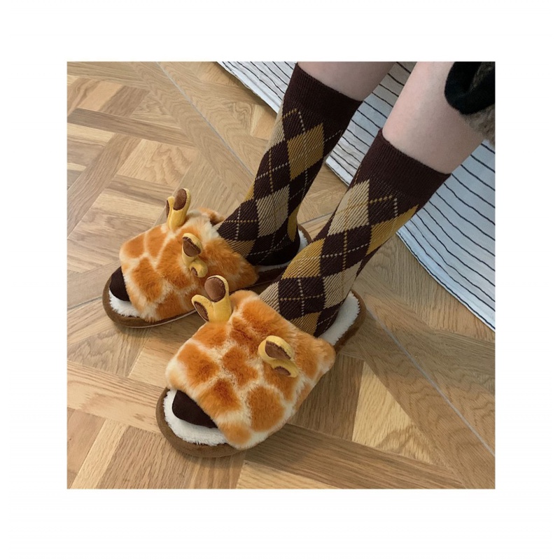 Dép Bông Đi Trong Nhà Hình Hươu Cao Cổ Hoạt Hình Cho Nữ