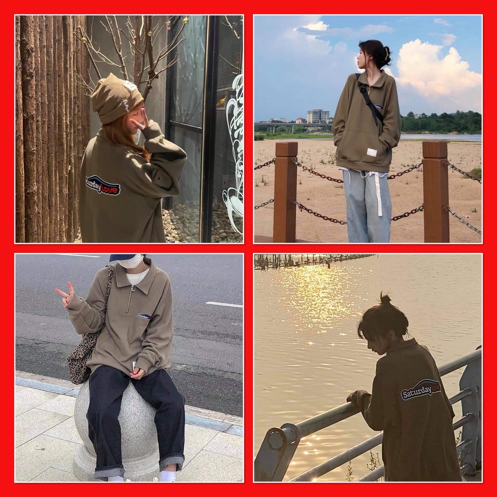 Áo Nỉ Cổ Zip Saturday Nữ - áo dài tay bồng form rộng khóa cổ, thiết kế bắt mắt, trẻ trung HOT | BigBuy360 - bigbuy360.vn