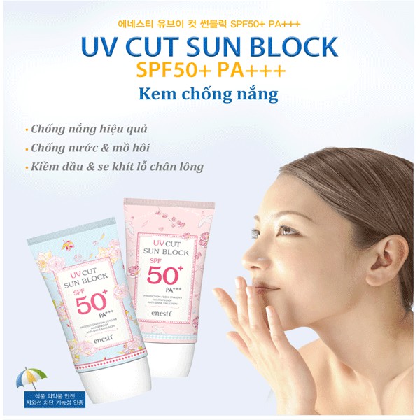 Kem chống nắng nâng tone da Enesti UV CUT SUN BLOCK SPF 50, PA +++ 40 ml
