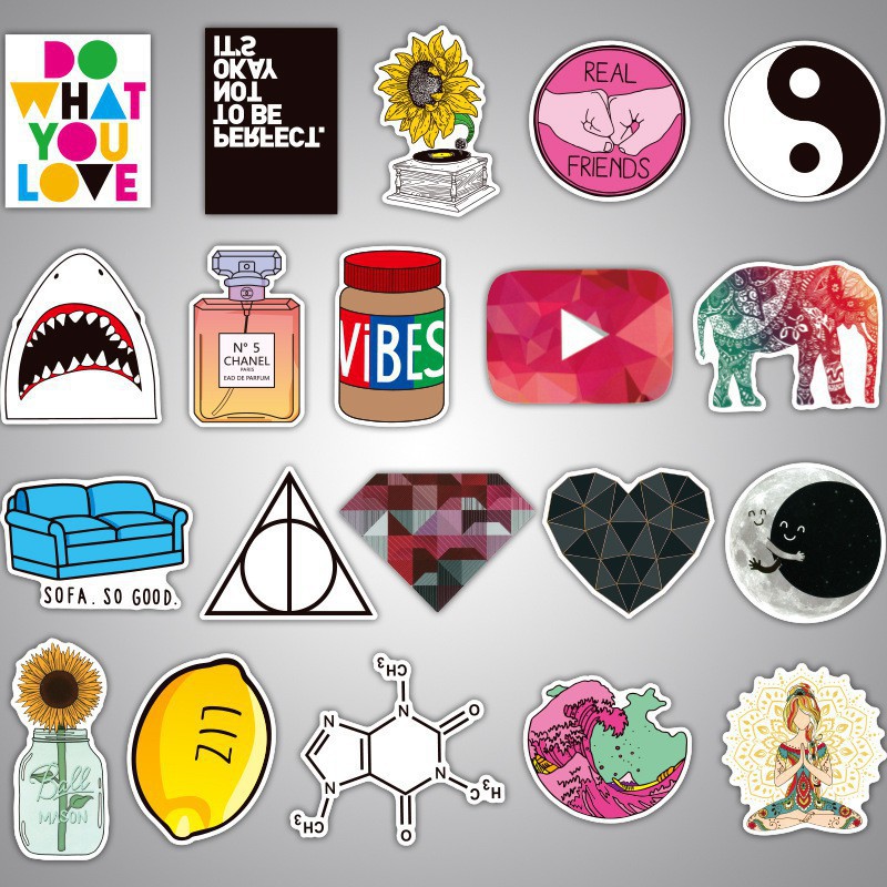 Set 50 Miếng Dán Sticker Instagram Starbucks Corgi Chống Nước Dán Nón Bảo Hiểm, Laptop, Vali, Tủ, Bàn Học,Xe Honda, O To