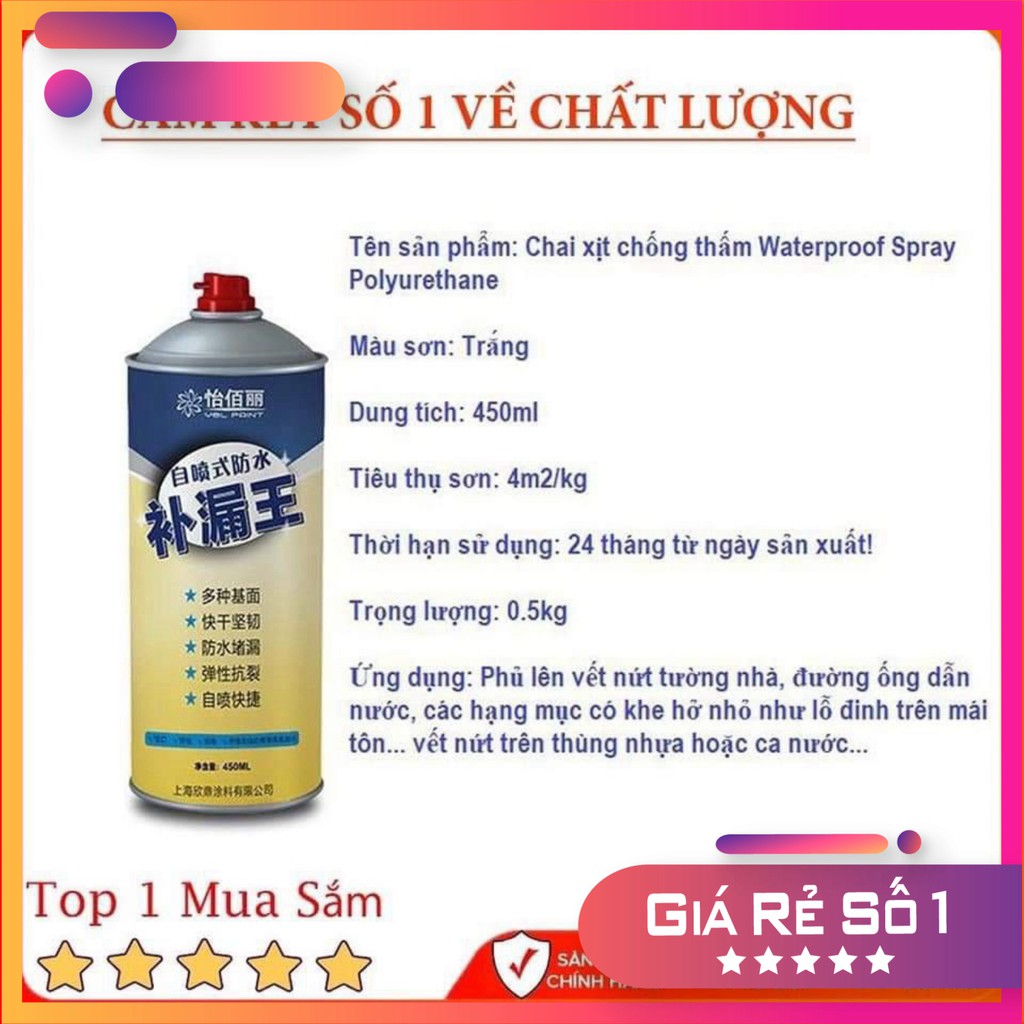 Chai Dung Dịch Chống Thấm, Chống Dột, Bình Xịt Chống Thấm Dột Waterproof Spray Polyurethane