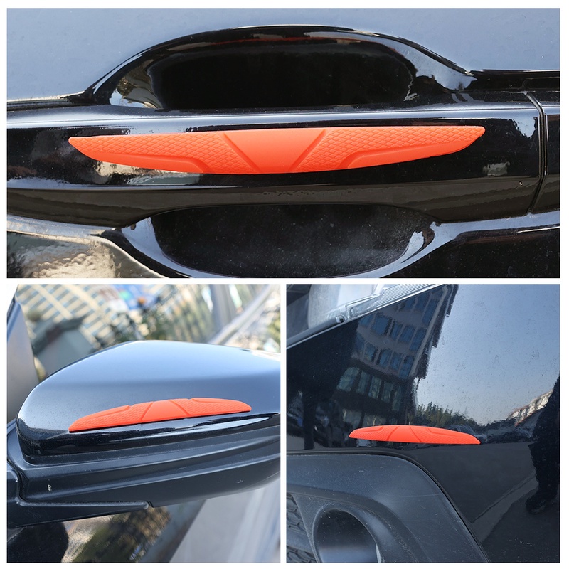 [4Pcs Set Scratch Protector Door Edge Guards][Auto Rearview Mirror Anti-collision Self Adhesive Car Stickers]