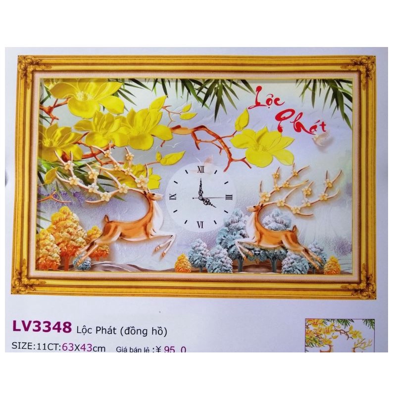 TRANH ĐÍNH ĐÁ CAO CẤP ABC  HƯƠU NAI TÀI LỘC YD3005 , LV360 , LV3348