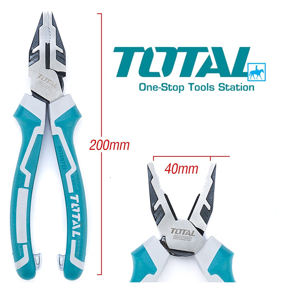 Total Kìm điện Kềm Răng Thép CR-V 8inch 200mm TRỢ LỰC 30% THT210806S