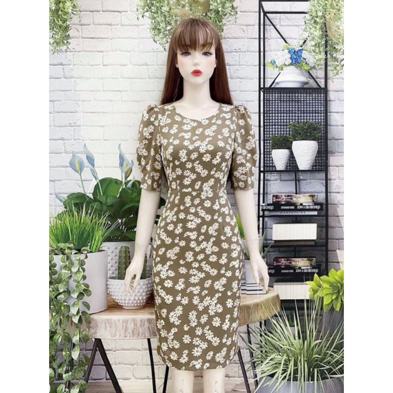 ĐẦM THIẾT KẾ ĐẦM BODY VOAN LỤA CAO CẤP HOA CÚC