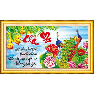 Tranh đính đá cha mẹ 106*55cm VS057 - tự đính