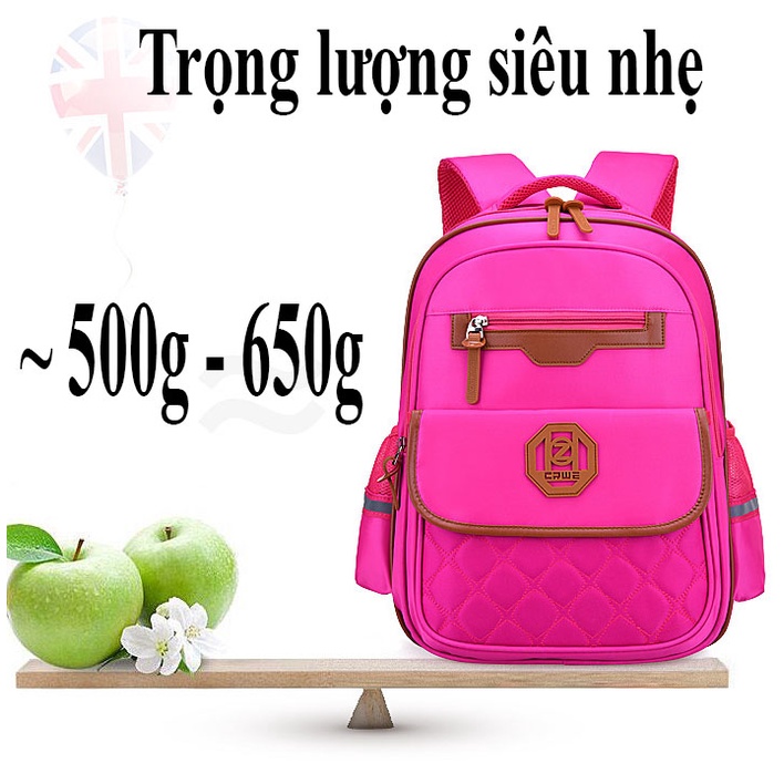 i cấp 1 và cấp 2 chống thấm nước, chống gù lưng, có phản quang khi đi tối 3 trong 1, Balo đựng sách vở đi học cho bé tra