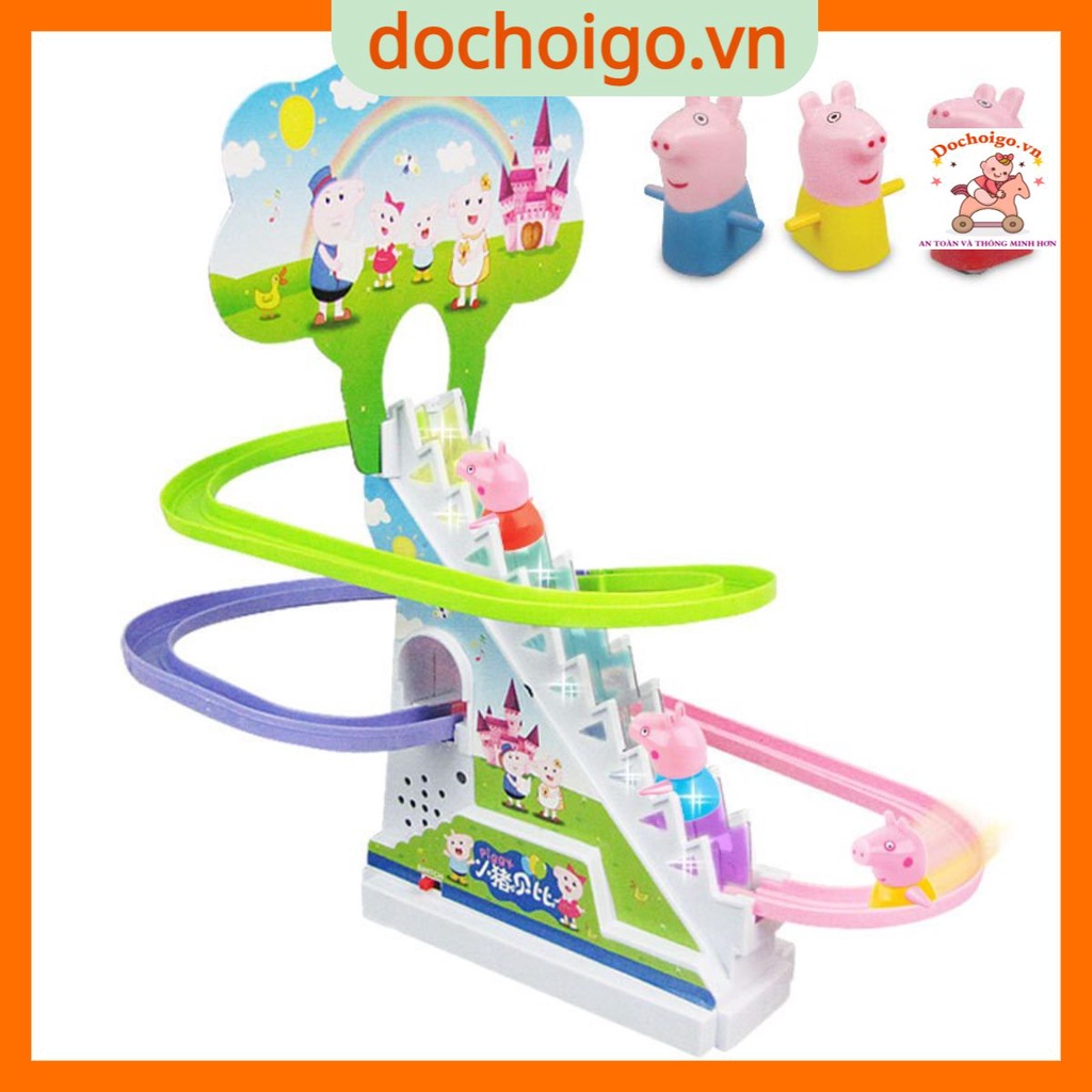 Bộ đồ chơi heo Peppa poli leo cầu thang có nhạc và có đèn ngộ nghĩnh cho bé dochoigo.vn