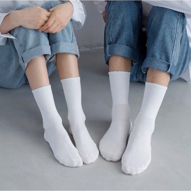 Tất vớ trơn CỔ CAO cotton, tất cao cổ nam nữ cổ gân tâm, thời trang , du lịch