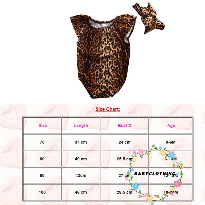 Set áo liền quần ngắn tay + Băng đô họa tiết da báo dễ thương cho bé gái